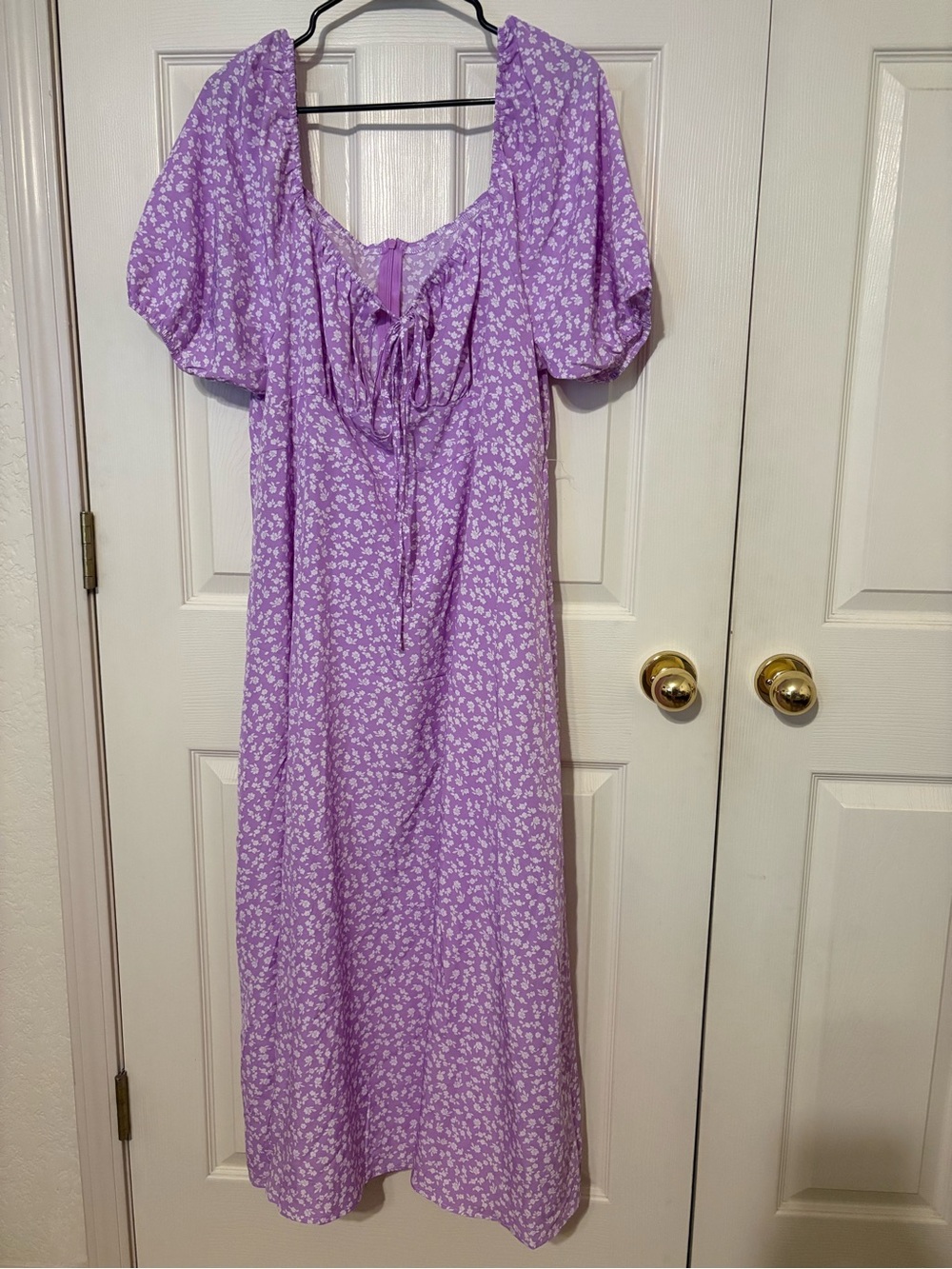SHEIN Lavender Puff-Sleeve Floral Maxi Dress